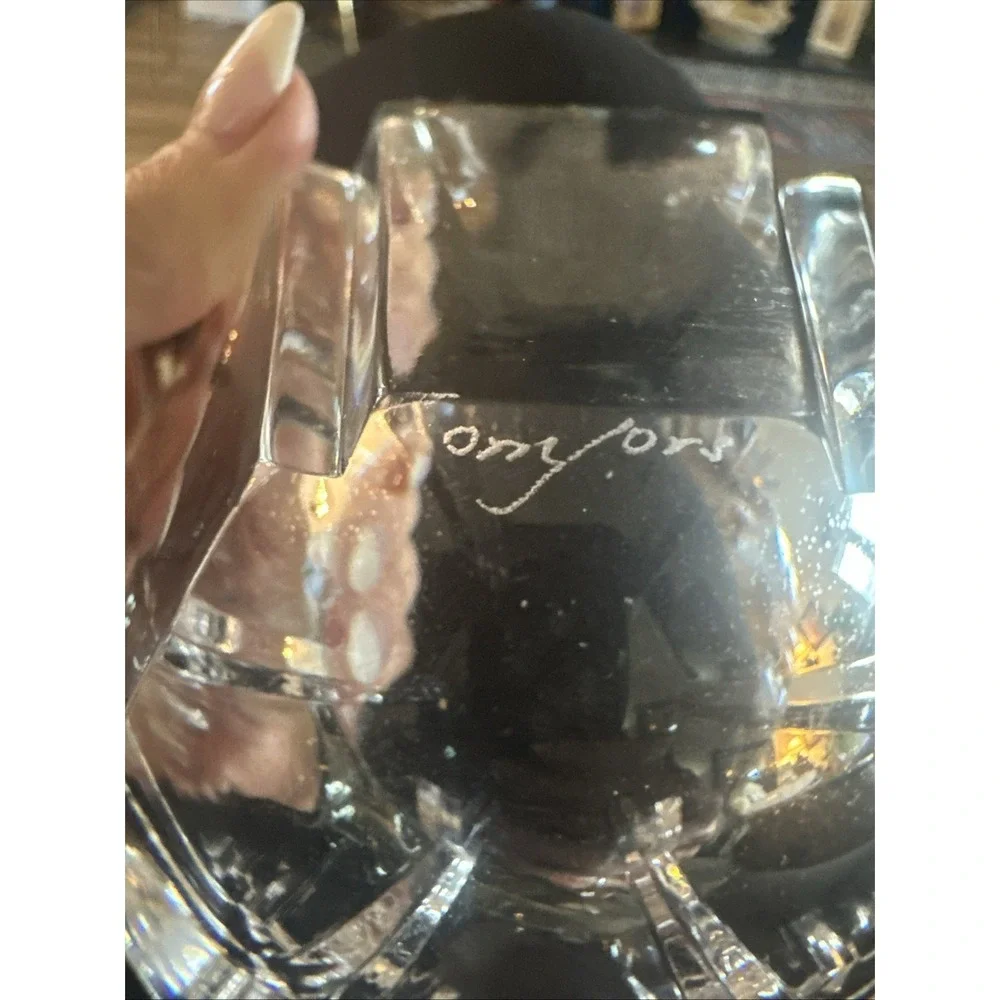 ORREFORS SIGNED BOWL SWEDISH LEAD CRYSTAL LARS HELLSTEN DESIGN ORION Vintage